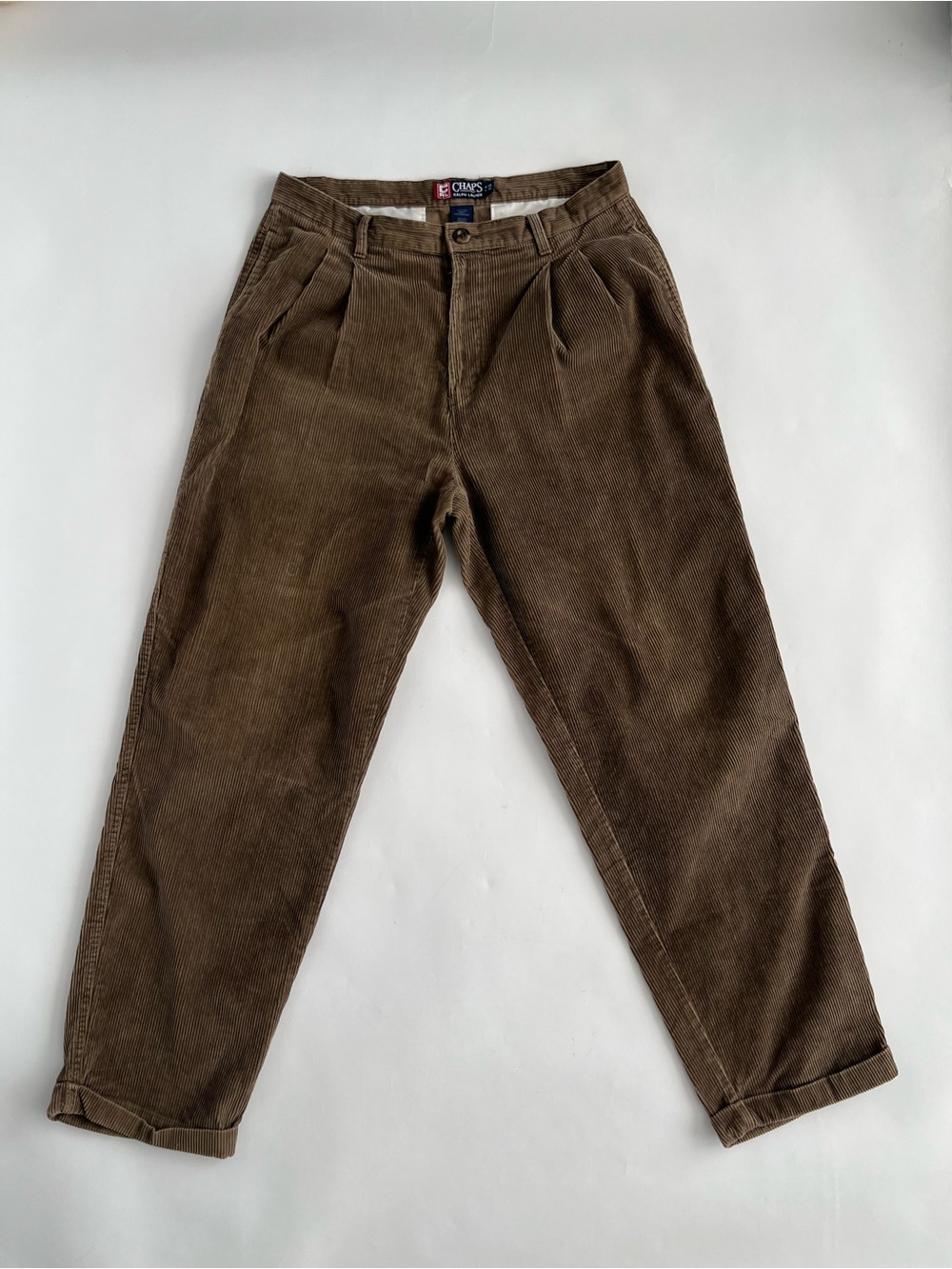 Chaps Ralph Lauren Men's Dark Brown Corduroy Pleated Pants